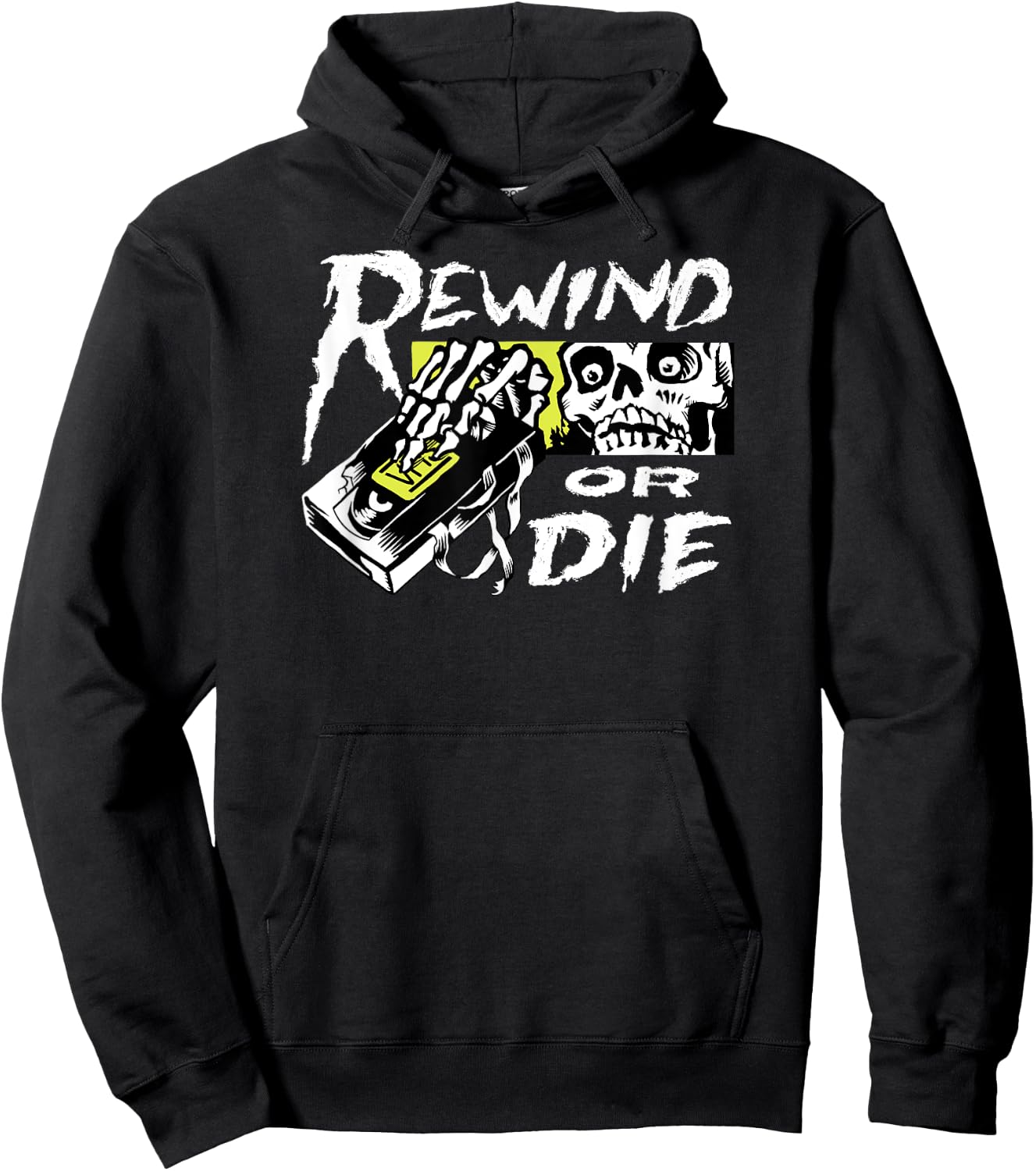 VHS Video Tape Punk - Rewind or Die Hoodie - Hoodie | Black