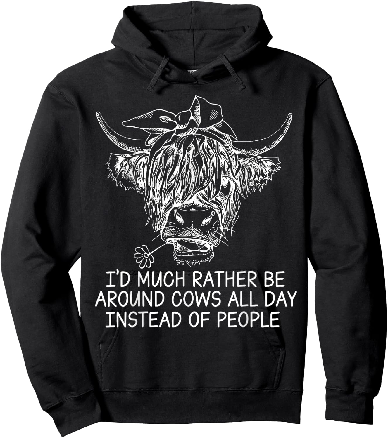 I'd Much Rather Be Around Cows All Day Instead Of People Hoodie - Hoodie | Black