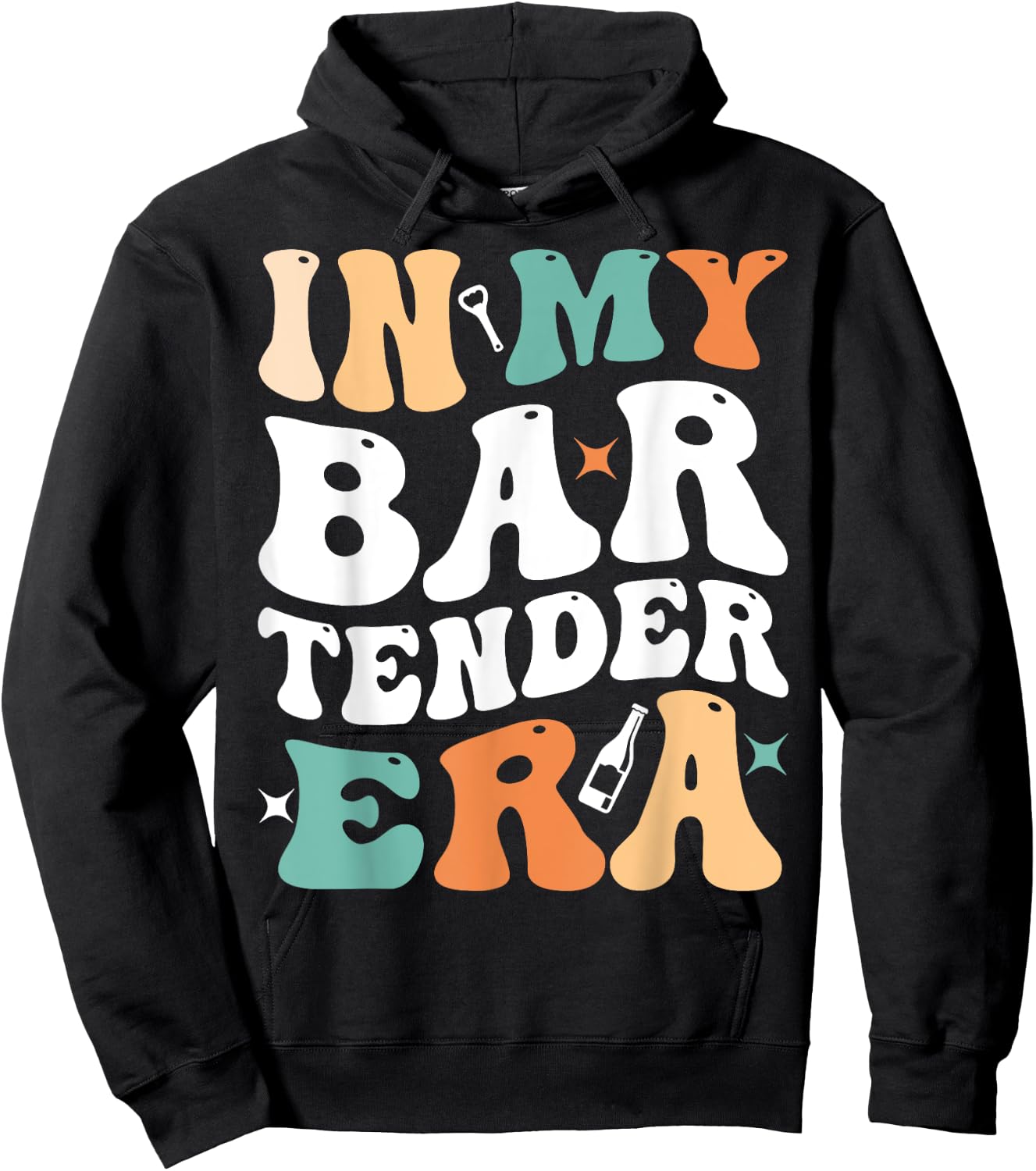 In My Bartender Era Funny Groovy Retro Bartender Hoodie - Hoodie | Black