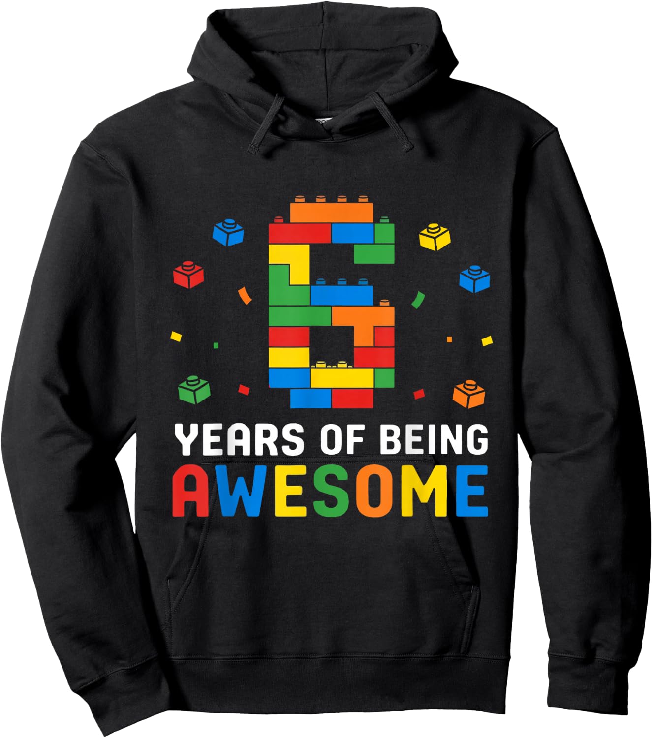 6 Year Old Master Builder Building Blocks 6th Birthday Boy Hoodie - Hoodie | Black