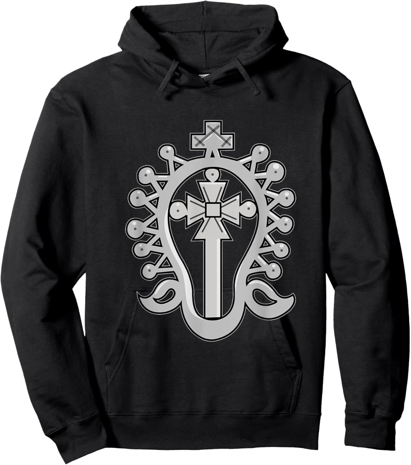 Lalibela Cross Ethiopian Christian Silver Cross Hoodie - Hoodie | Black