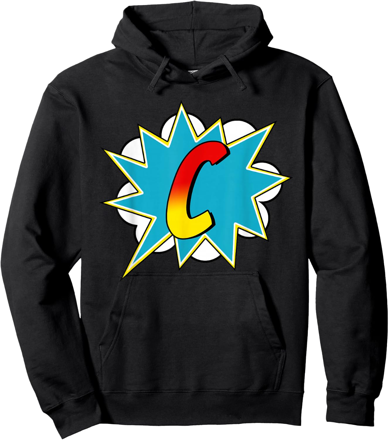Letter C Superhero Name Comic Letter Retro Costume , Black, S Hoodie - Hoodie | Black