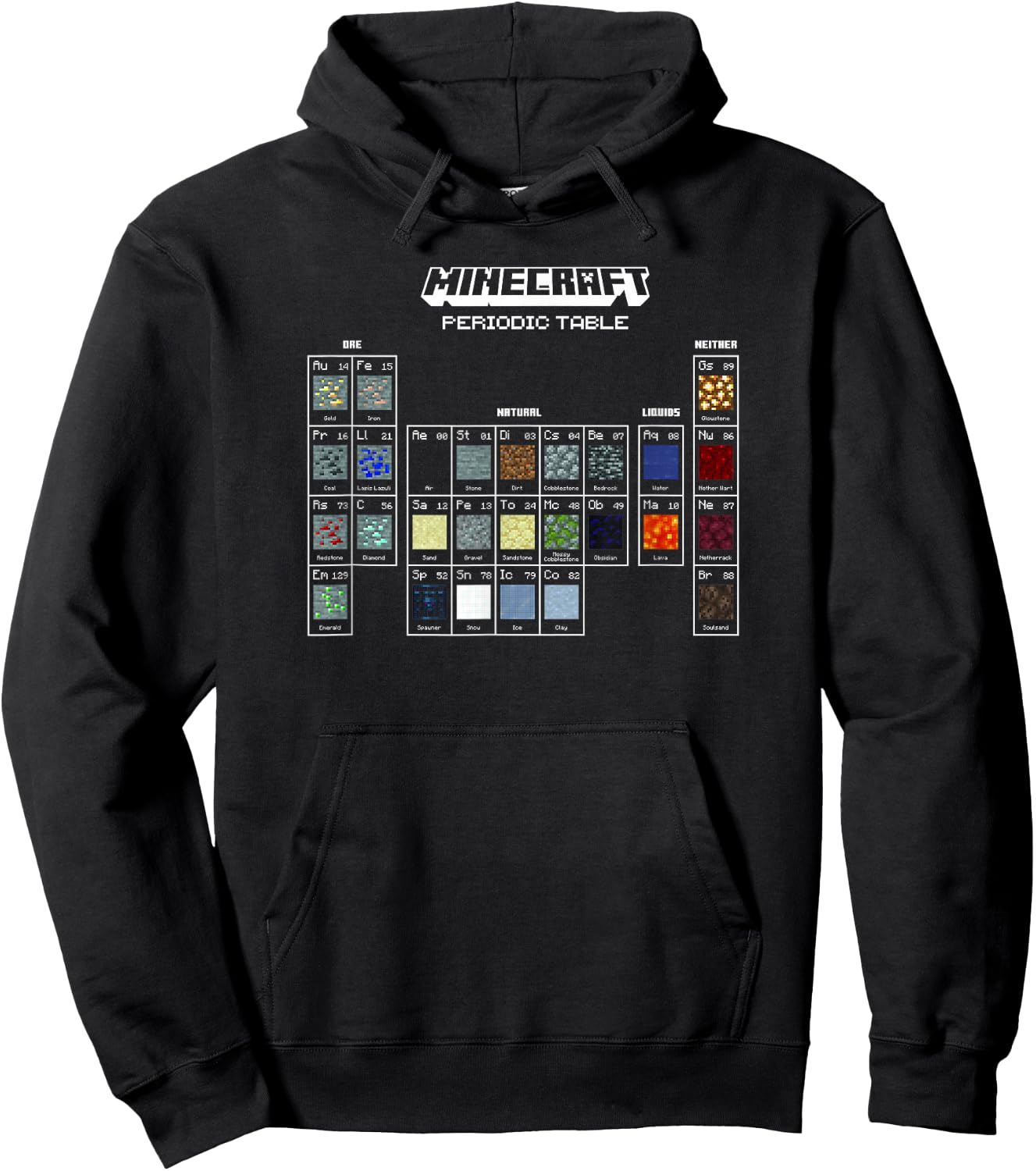 Minecraft Periodic Table Of Blocks , black Hoodie - Hoodie | Black