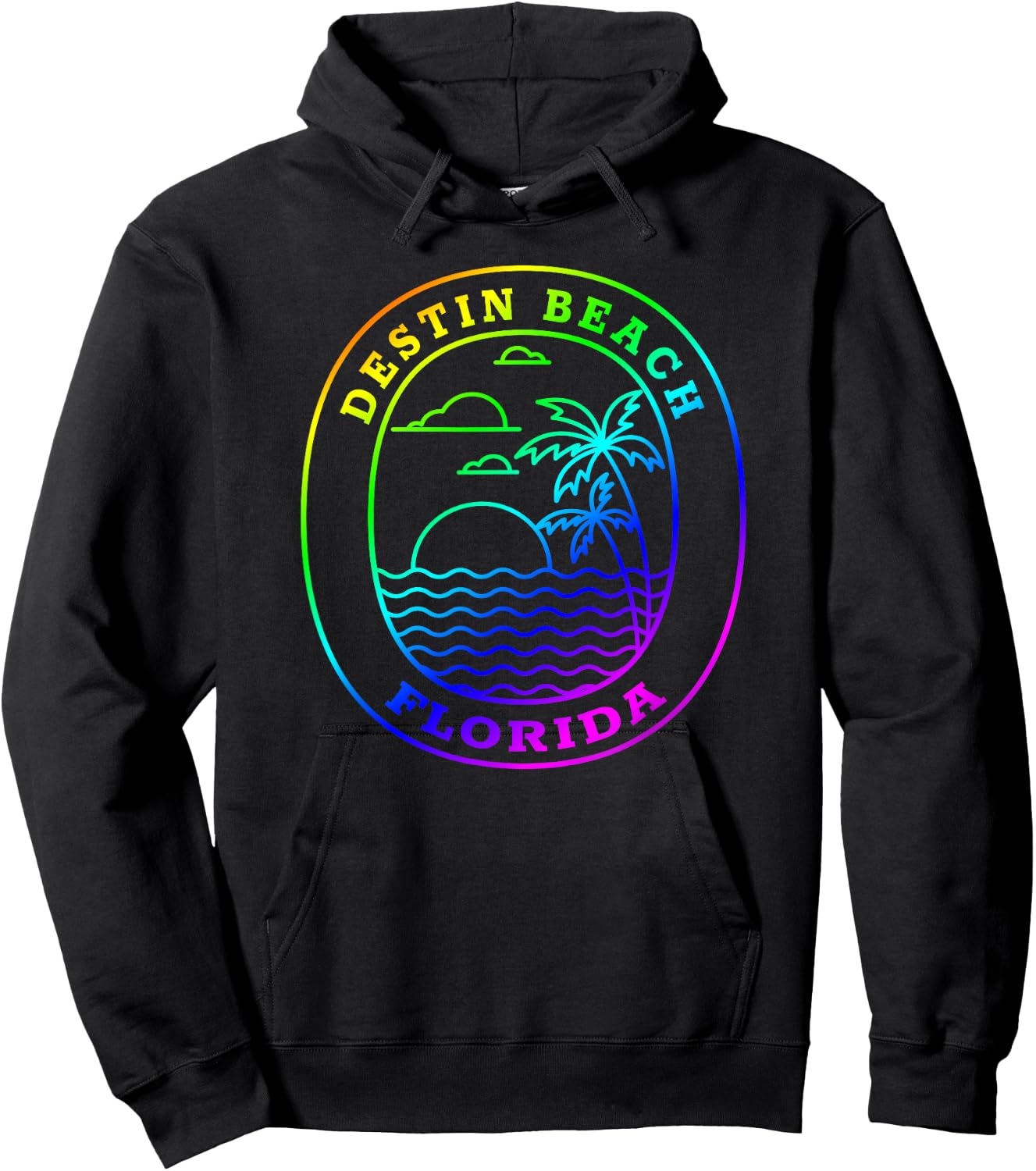 Destin Beach Florida USA Rainbow Palm Tree Beach Vacation Hoodie - Hoodie | Black
