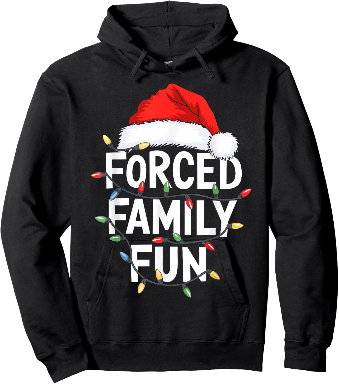 Forced Family Fun Shirt Men Women Kids Christmas Pajamas Hoodie - Hoodie | Black