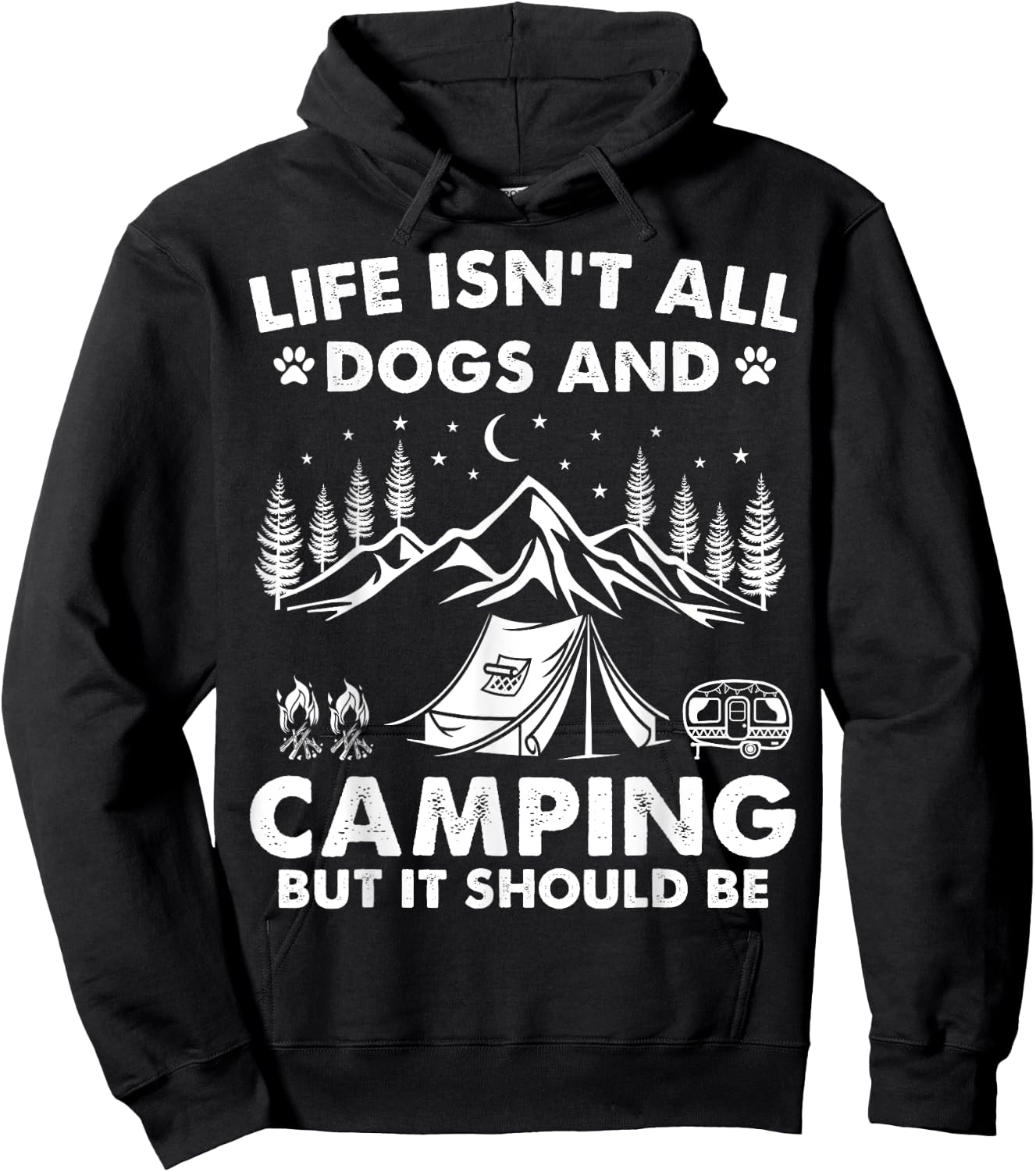 Funny Camping Dogs Outdoor Campfire Trailer Camper Camp Dog Women Kids Hoodie - Hoodie | Black