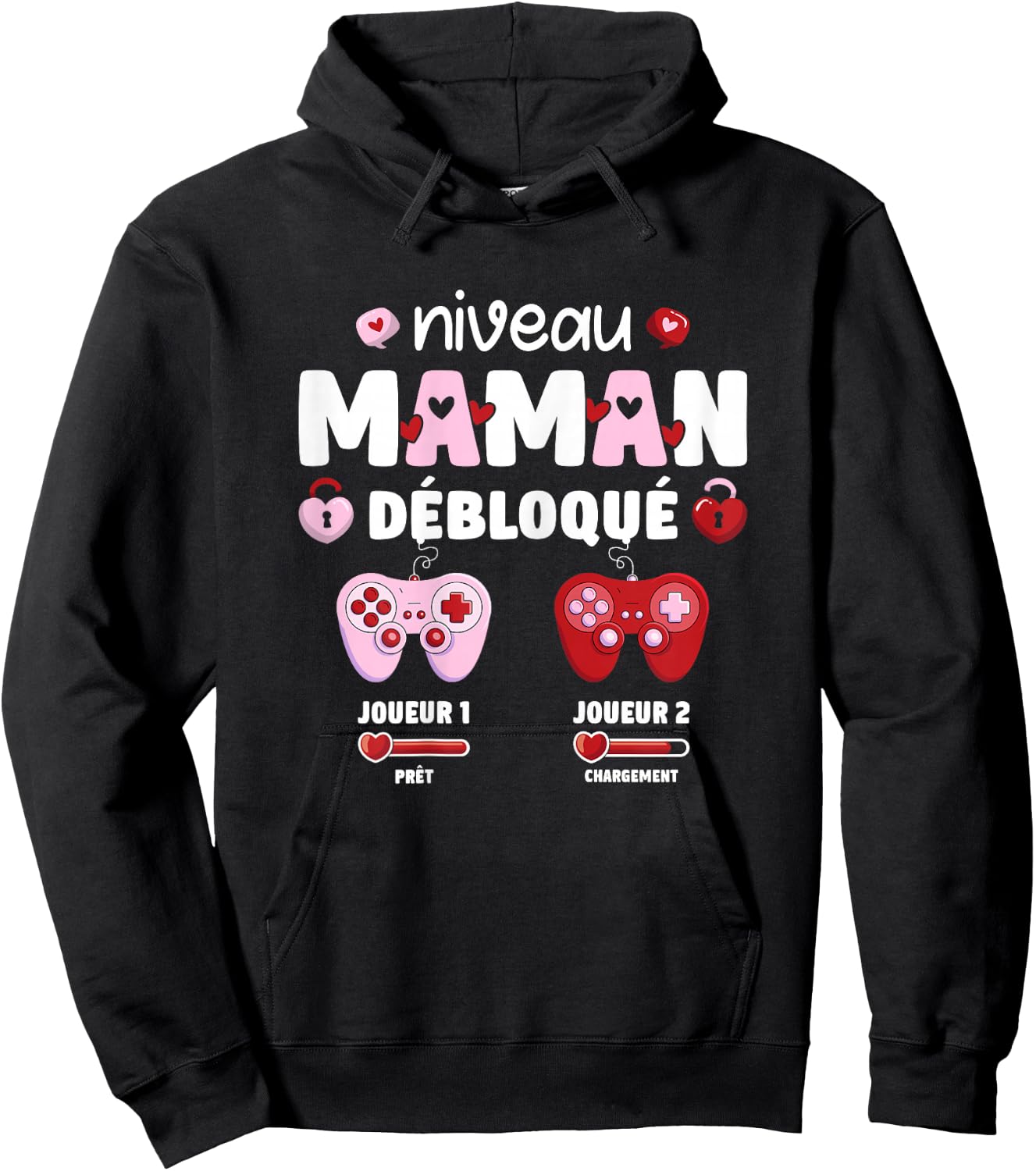 Pregnant Mom Level Mom Unlocked Geek Running 2025 , Black, Female X-Small Hoodie - Hoodie | Black