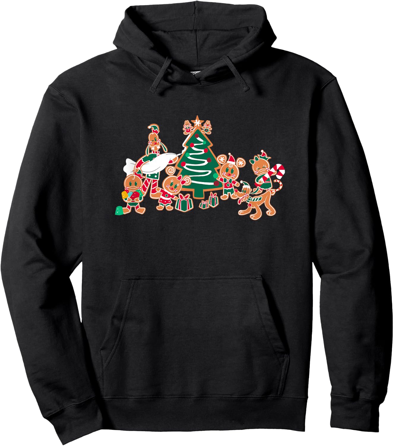 Disney Mickey & Pals Gingerbread Cookies and Christmas Tree Hoodie - Hoodie | Black