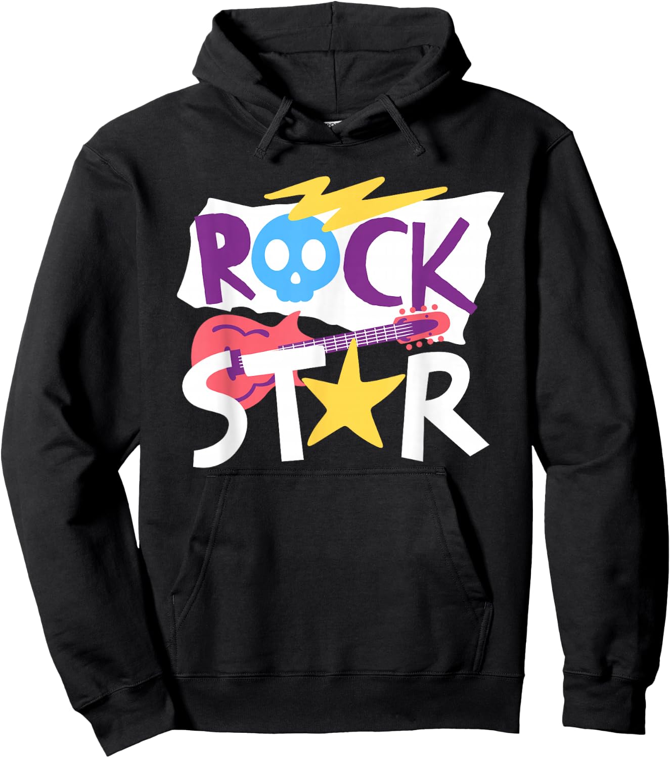 Rockstar Guitar Rock Music Singer Funny Children's , black Hoodie - Hoodie | Black
