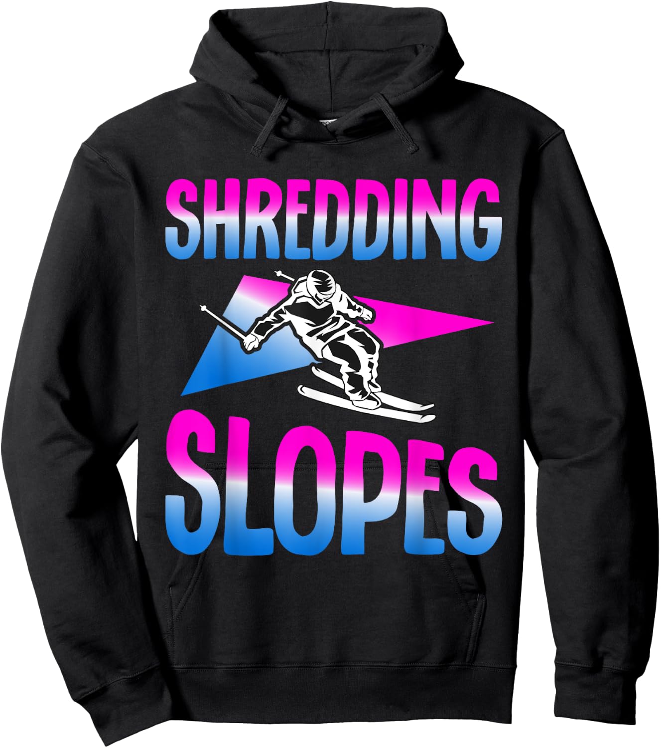 Shredding Slopes 90s 80s Skiing Outfit Retro Ski Hoodie - Hoodie | Black