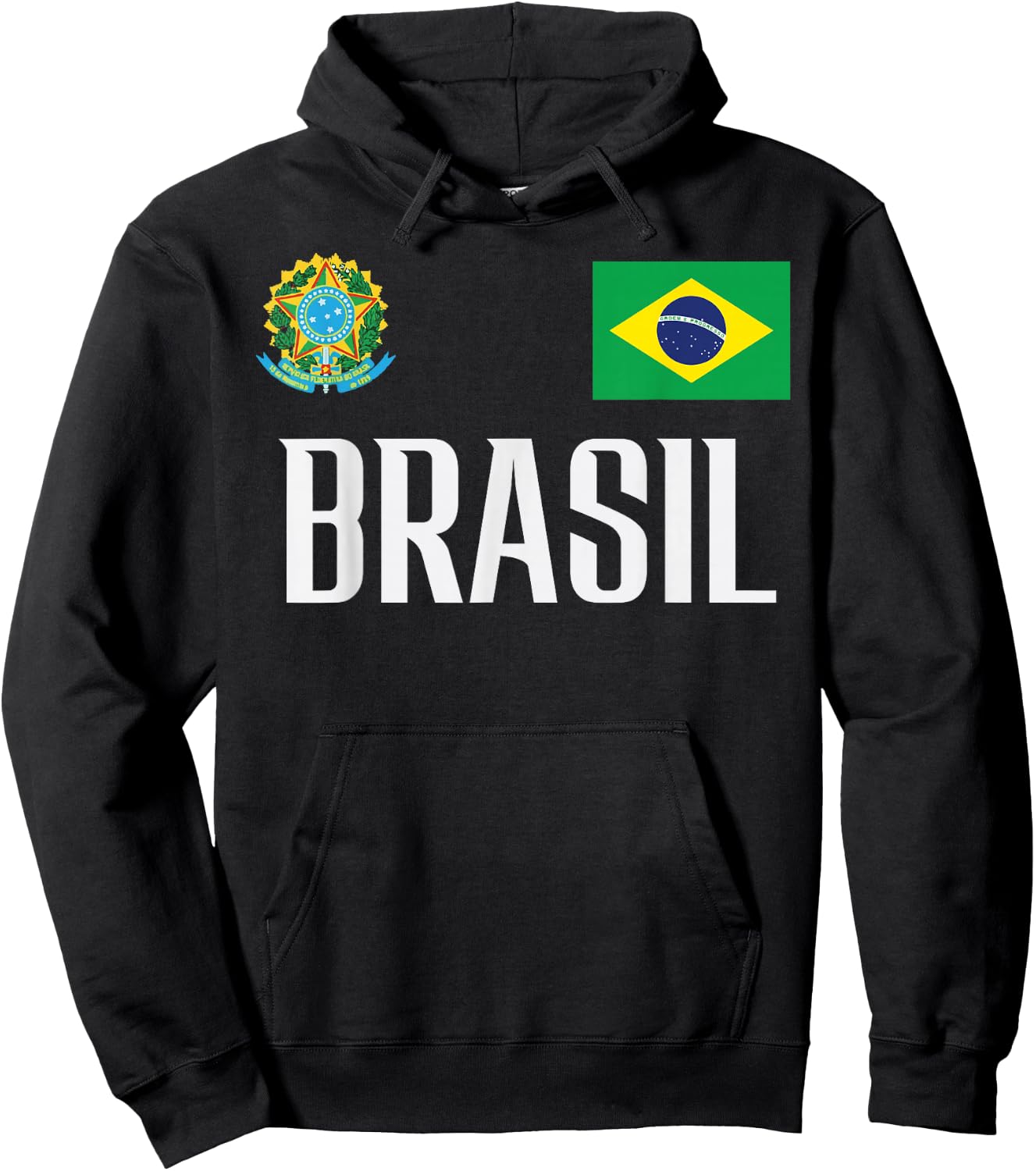 Brasil Flag Brazil Football Soccer Fan Men Women Kids Hoodie - Hoodie | Black