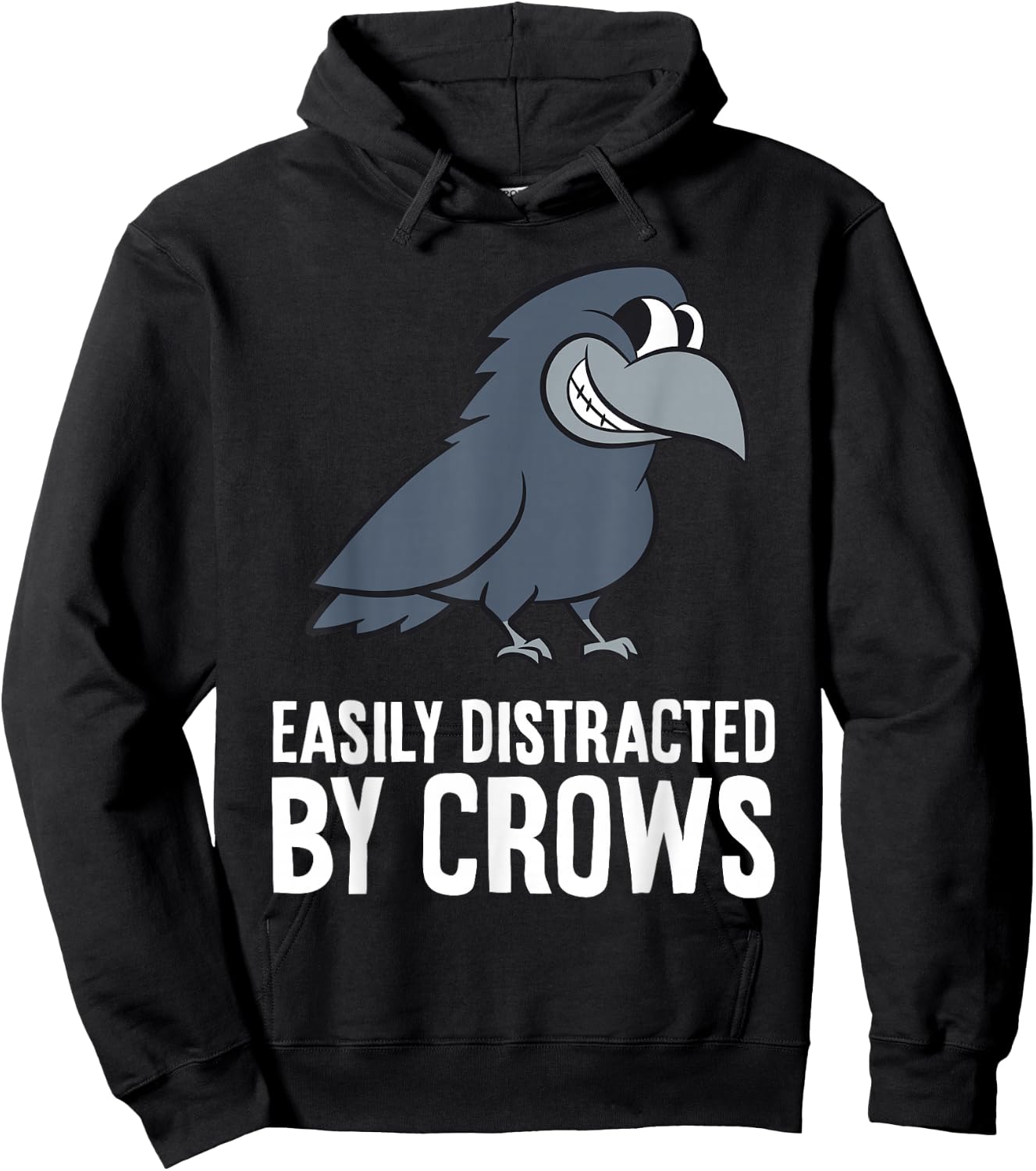 Cute Crow Gifts And Easily Distracted By Crows Funny Crow - -Adults, -Kids - Black - Small - Short Sleeve - - Bird Print - Casual, Humorous - All Seasons Hoodie - Hoodie | Black