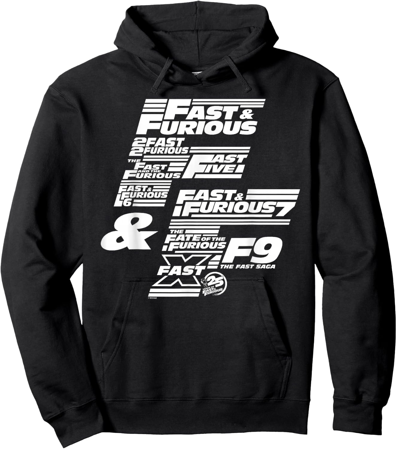 Fast & Furious 25th Anniversary Franchise Logo Stack Hoodie - Hoodie | Black