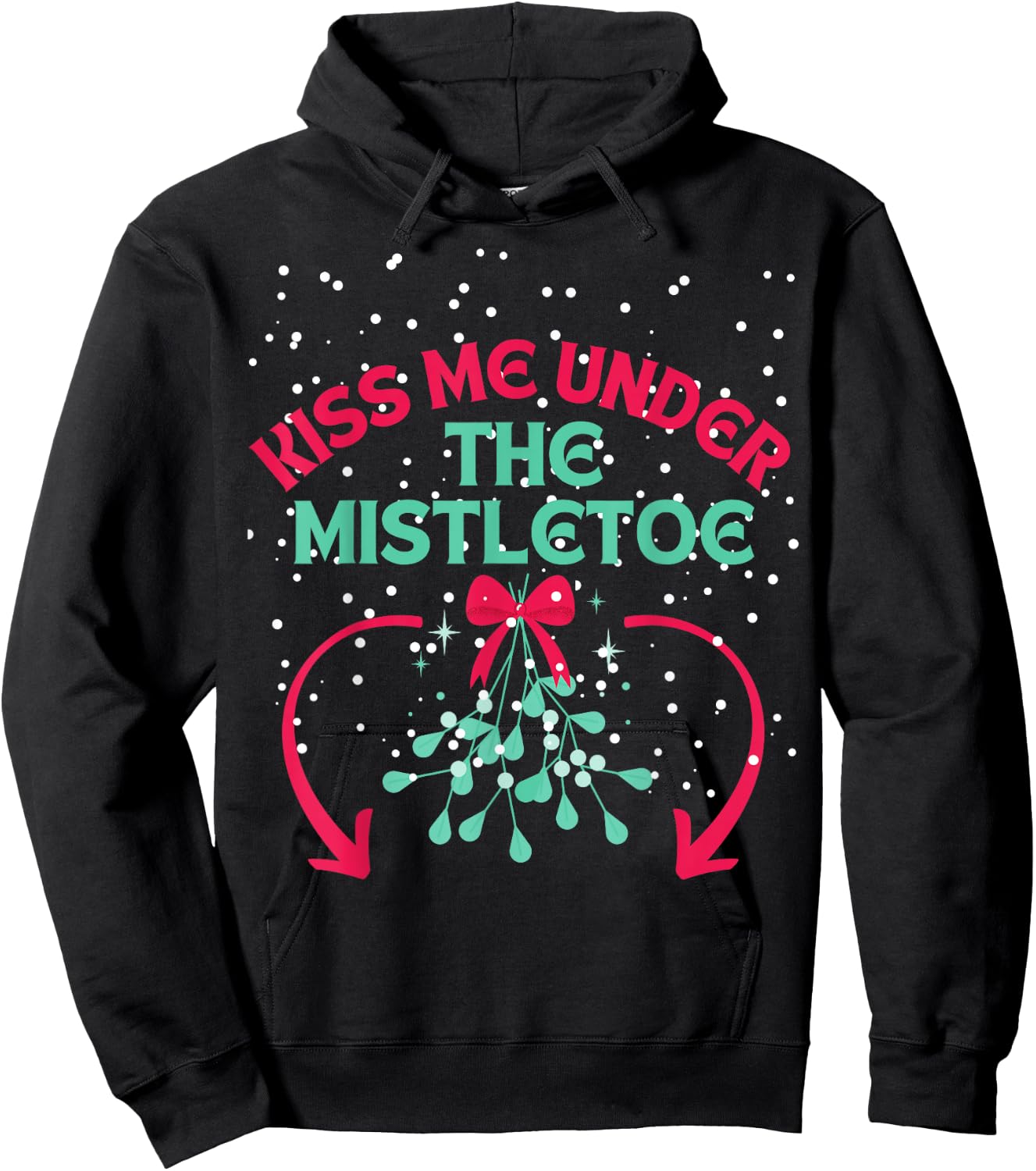 Funny Christmas Mistletoe Below The Belt Sexy Adult Humor Hoodie - Hoodie | Black