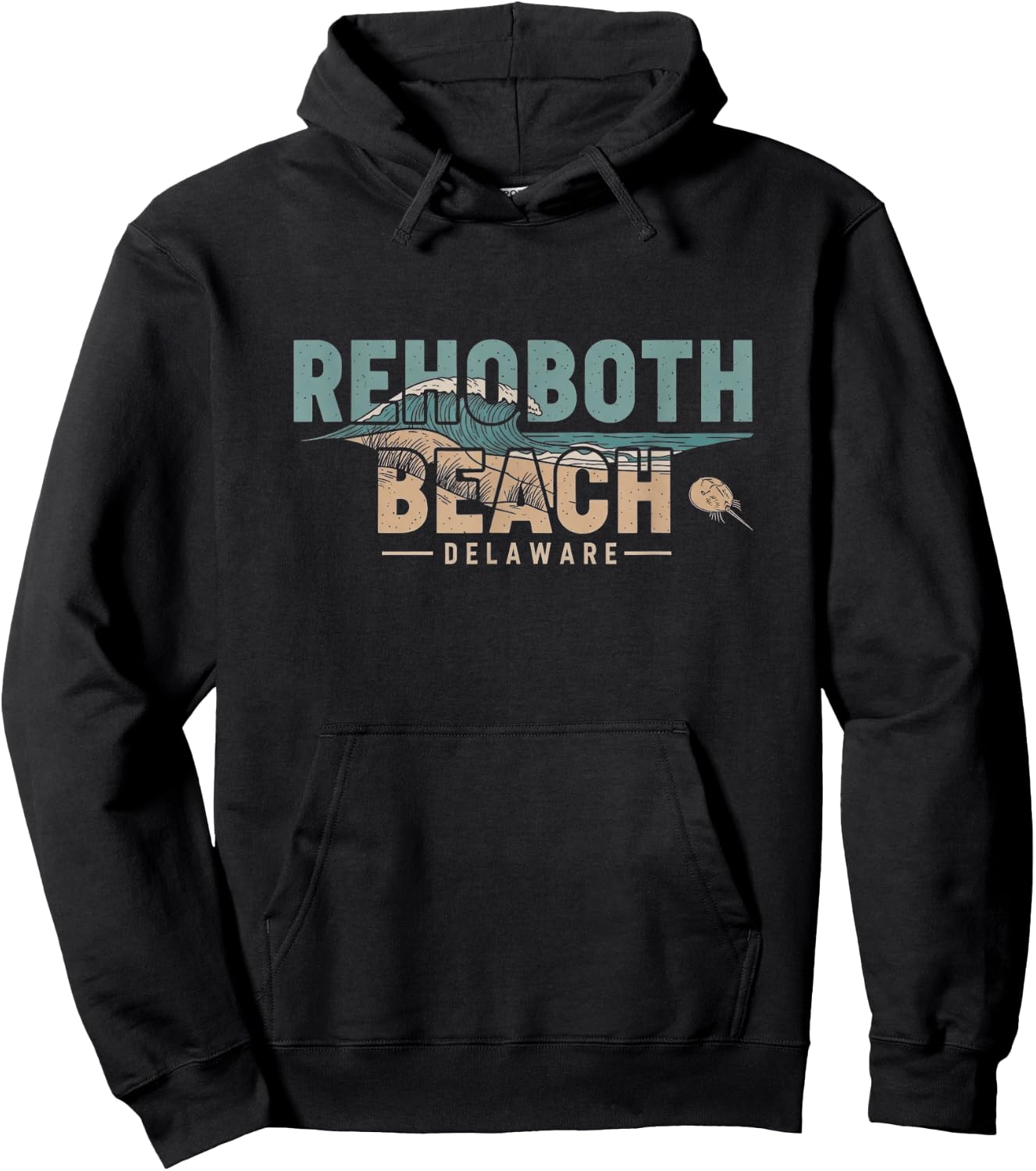 Retro Rehoboth Beach Delaware Design Hoodie - Hoodie | Black