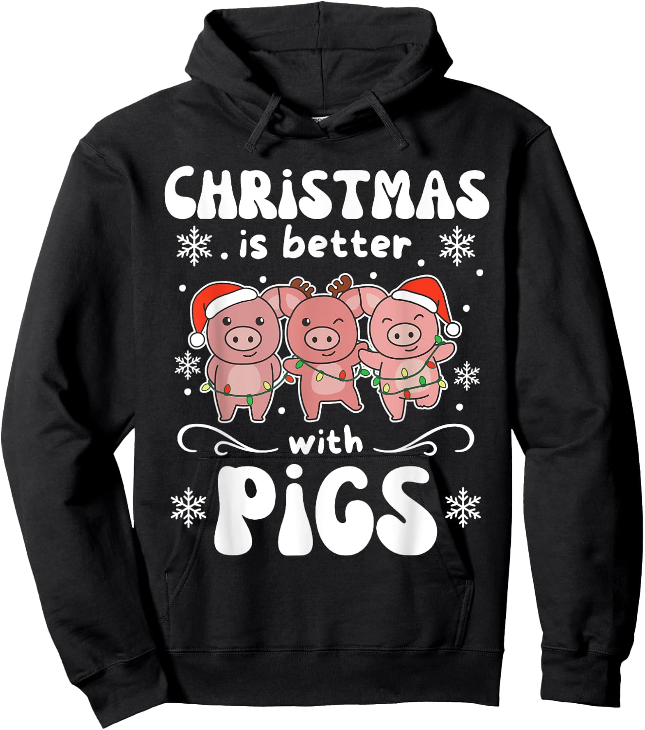 Christmas Is Better With A Pig Sweet Pig Hoodie - Hoodie | Black