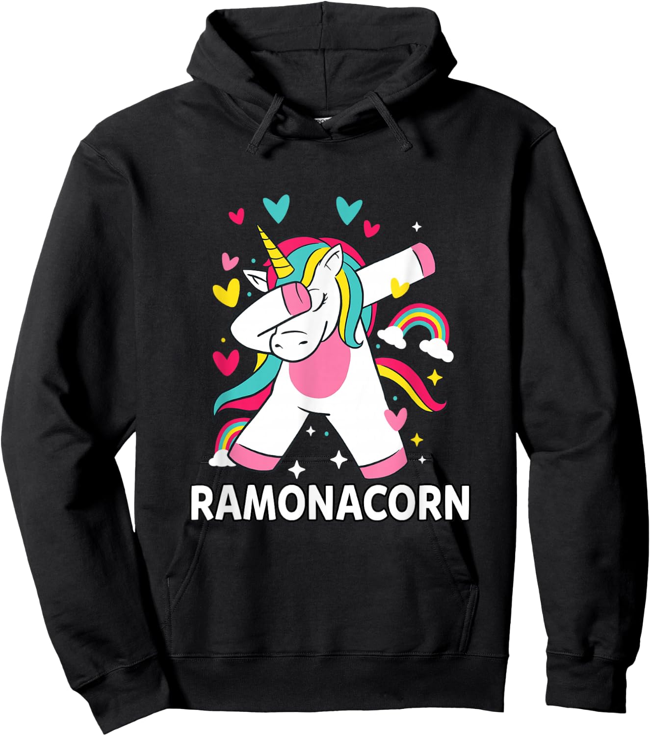 Ramonacorn Personalised Name Dabbing Unicorn Ramona Hoodie - Hoodie | Black