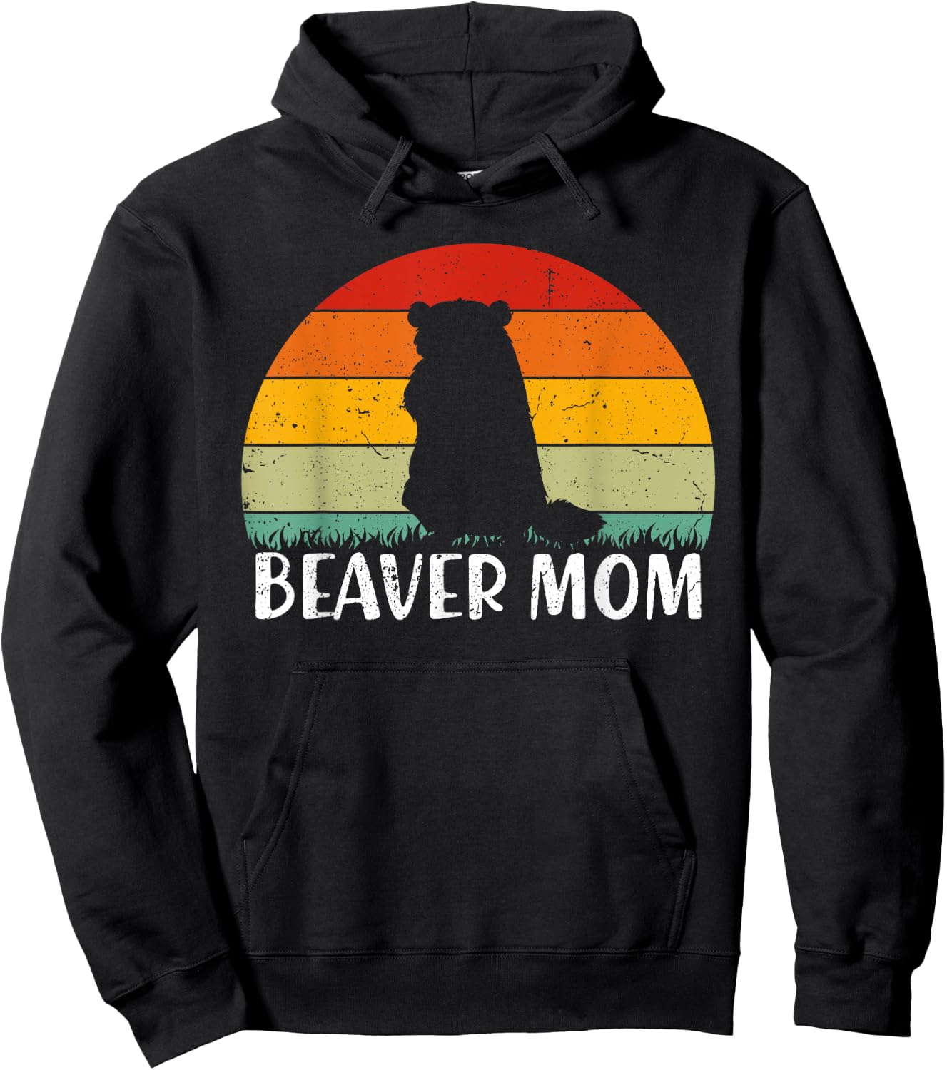 Animal Lover Beaver Mom Mother's Day Retro Vintage Hoodie - Hoodie | Black