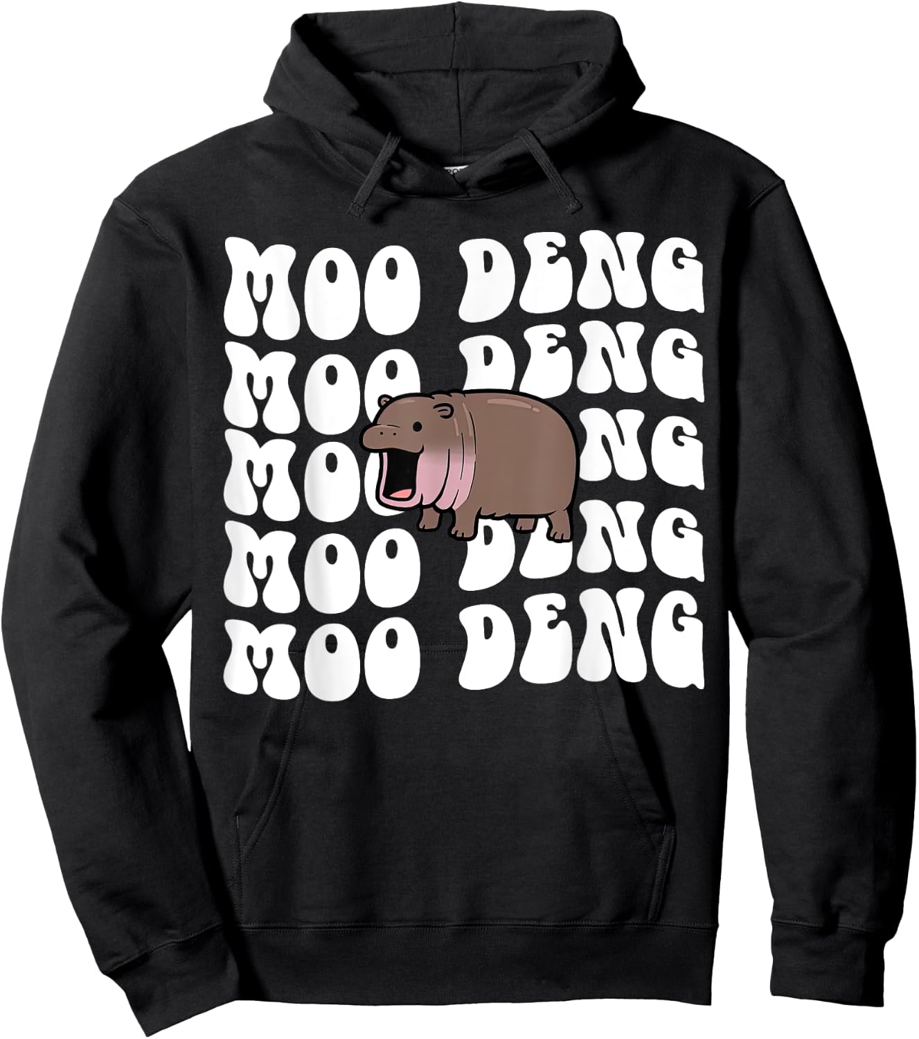 Funny Moo Deng The Cute Baby Hippo Thai Costume Women Kids Hoodie - Hoodie | Black