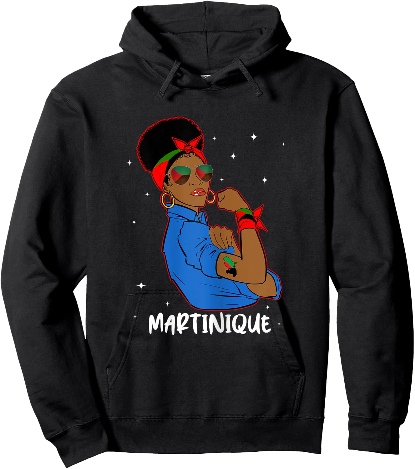 Fière Martiniquaise Héritage Stellaire Drapeau Martinique Hoodie - Hoodie | Black