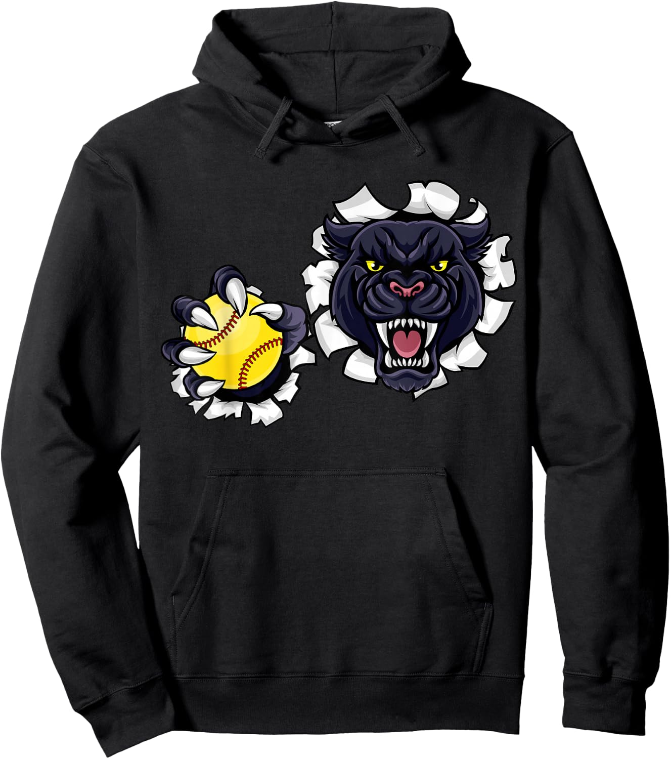 Panther Softball Ball Animal Cartoon Character Hoodie - Hoodie | Black