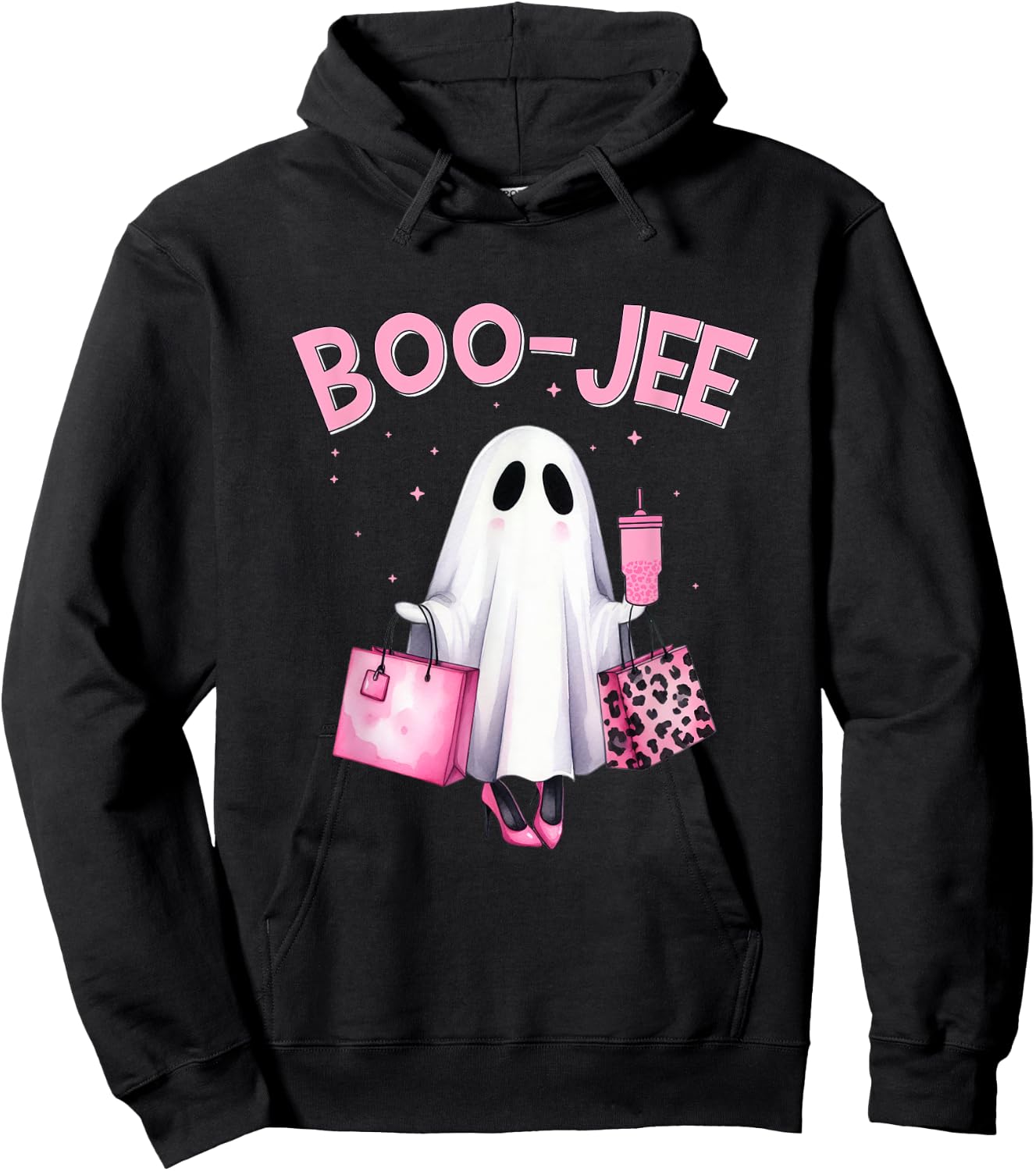 Boujee Boo Jee Spooky Ghost Funny Halloween Women Girls Hoodie - Hoodie | Black