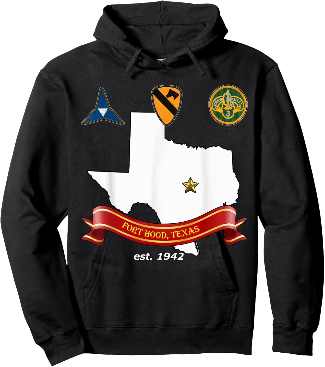 Fort Hood Military Base - Army Post at Killeen, TX design Hoodie - Hoodie | Black