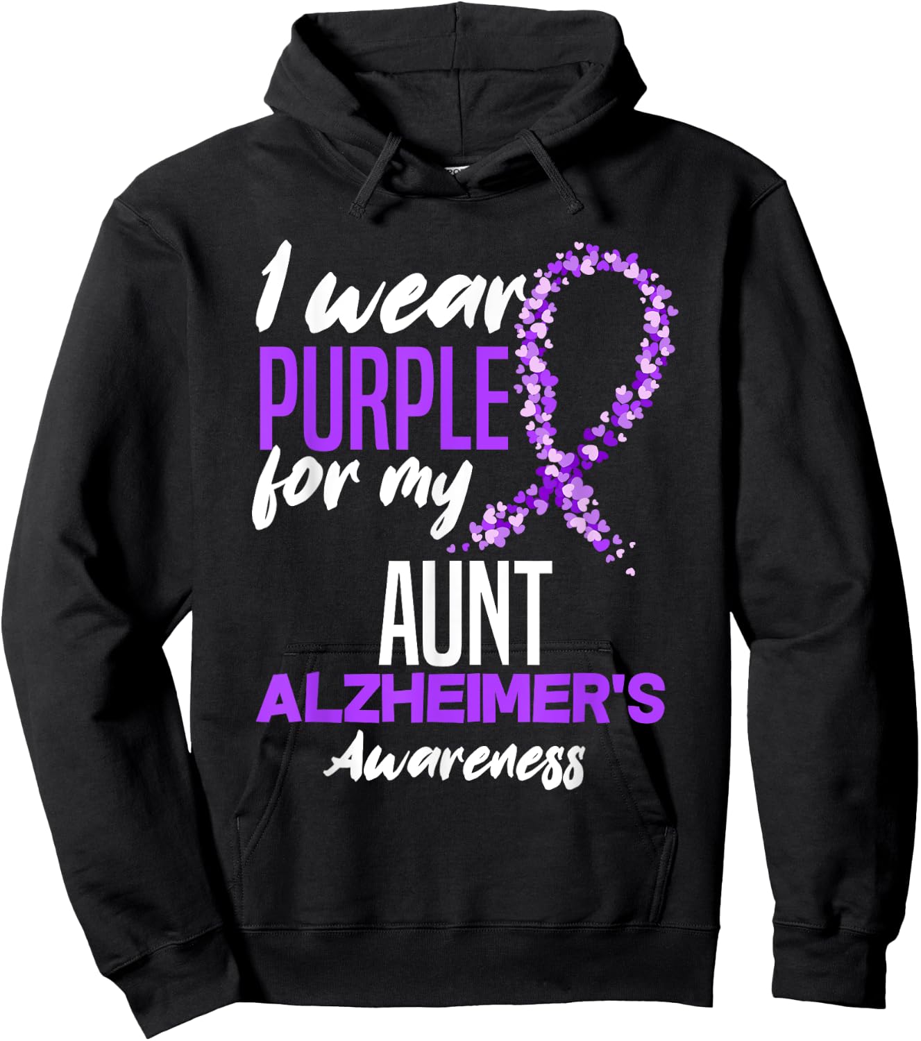 I Wear Purple For My Aunt Dementia Alzheimer's Awareness Hoodie - Hoodie | Black