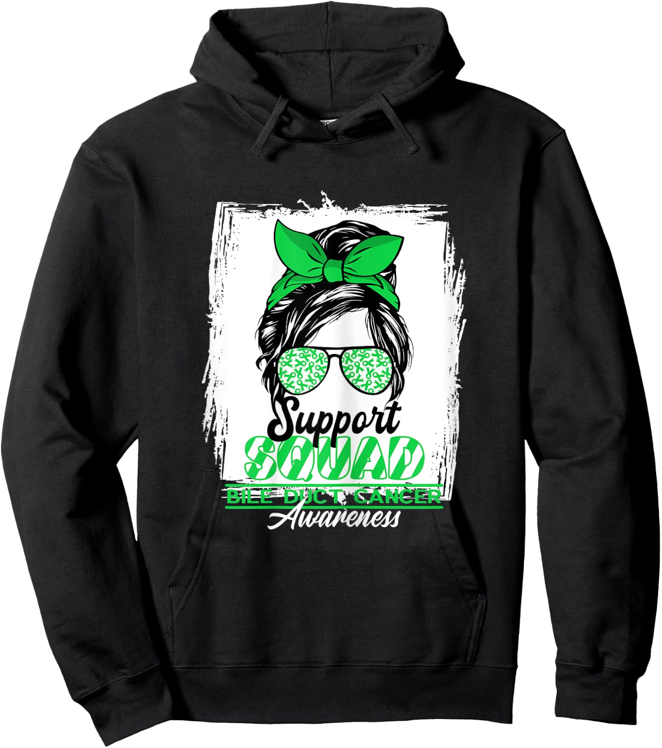 Messy Bun Support Awareness Squad I Bile Duct Cancer Hoodie - Hoodie | Black