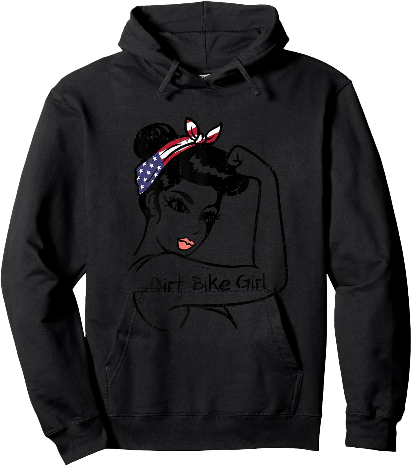 Strong Woman Unbreakable Dirt Bike Girl Flag Motocross Gift Hoodie - Hoodie | Black