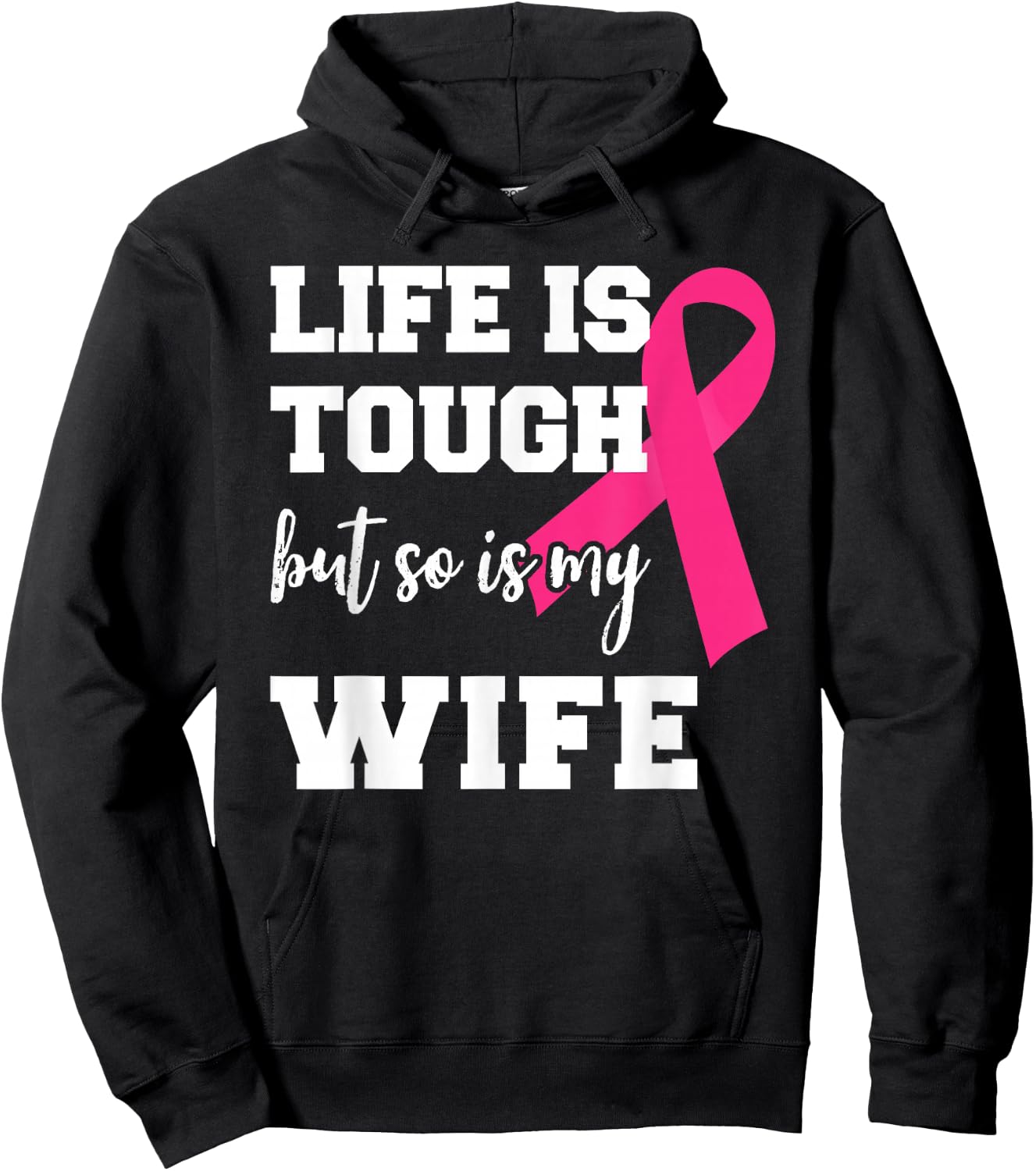Breast Cancer For Husband Breast Cancer Month Support Hoodie - Hoodie | Black