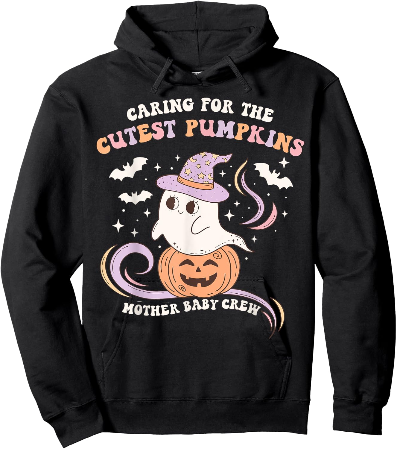Caring For The Cutest Pumpkins Mother Baby Crew Halloween Hoodie - Hoodie | Black