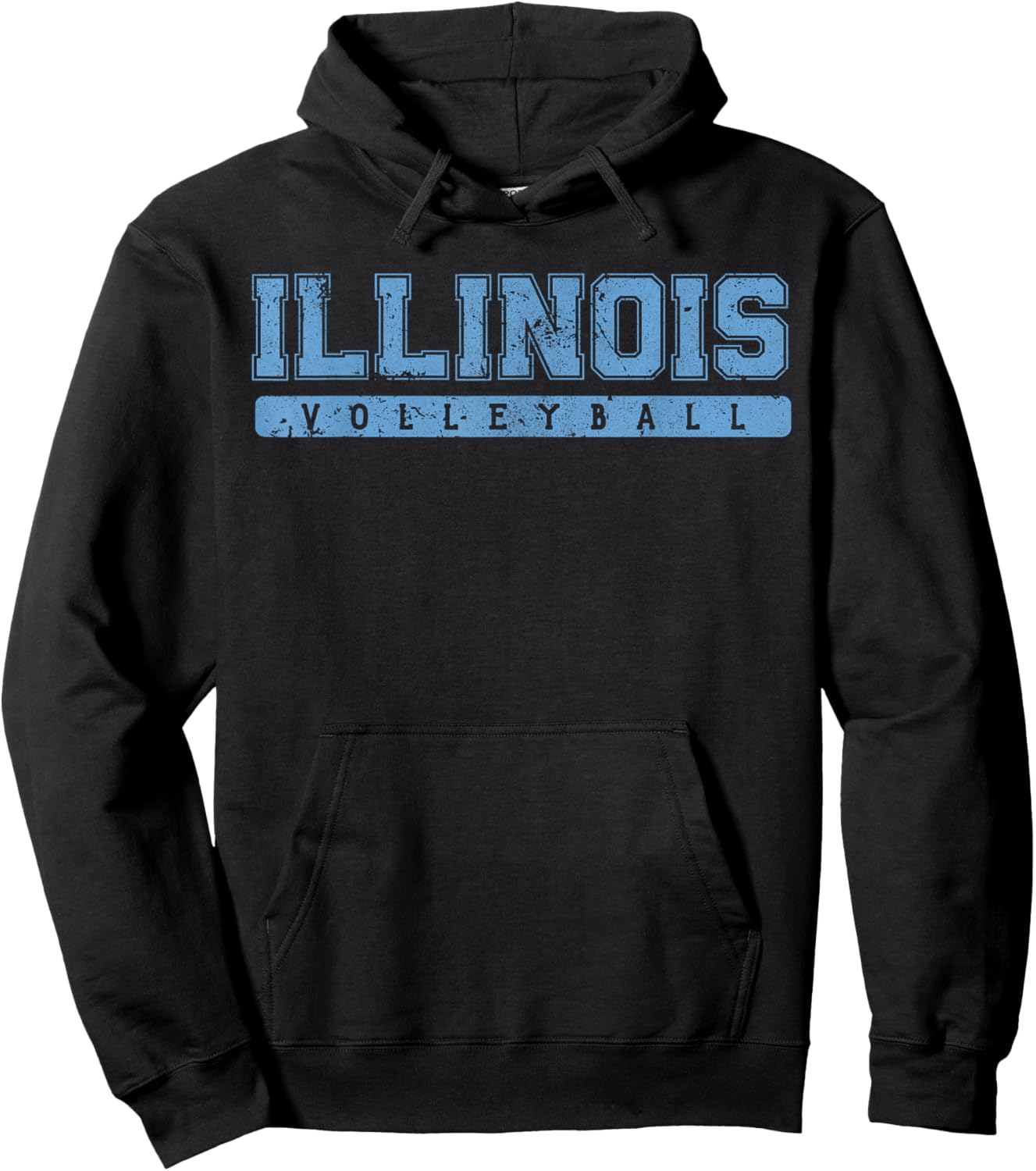 Illinois Volleyball Sky Blue Vintage Text Hoodie - Hoodie | Black