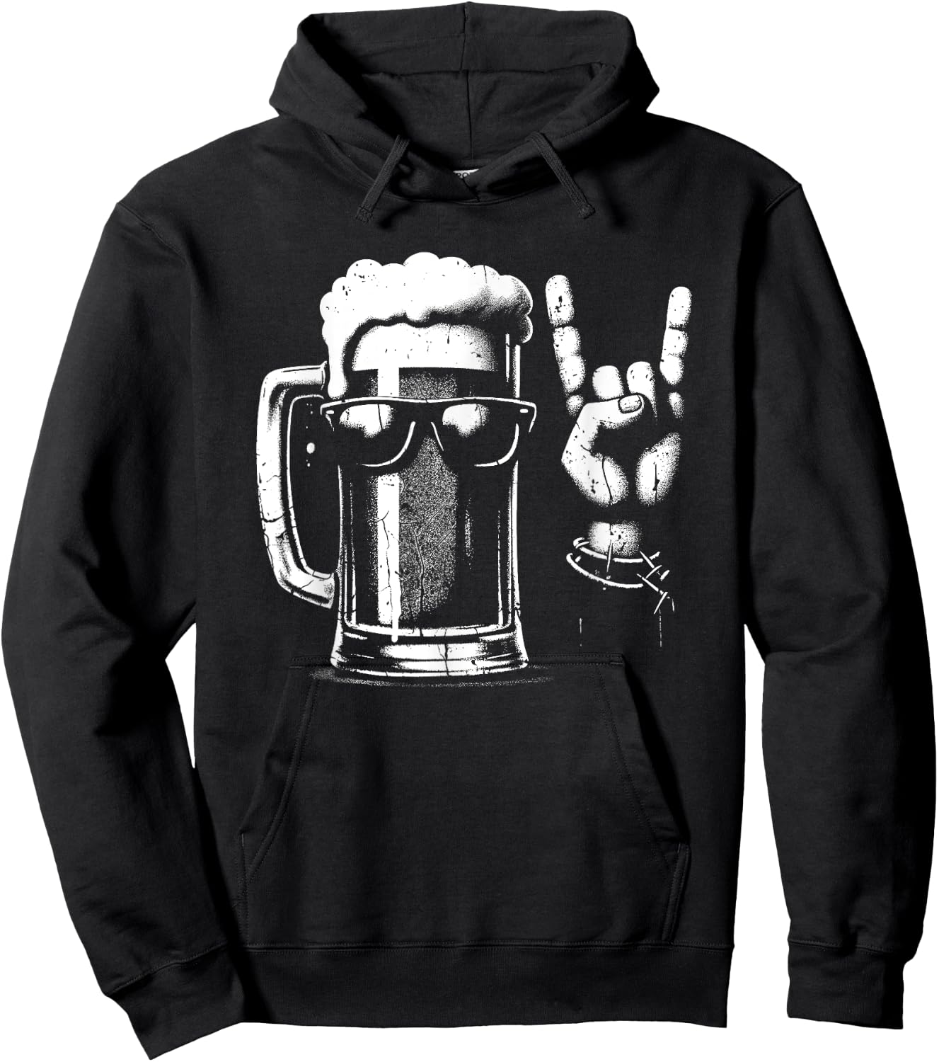 Beer Mug Rock 'n Roll Hand Sign - Vintage Beer Lover Hoodie - Hoodie | Black