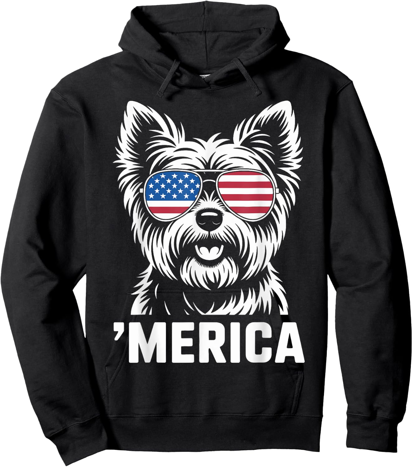Yorkshire Terrier 4th of July ‘Merica Patriotic Hoodie - Hoodie | Black