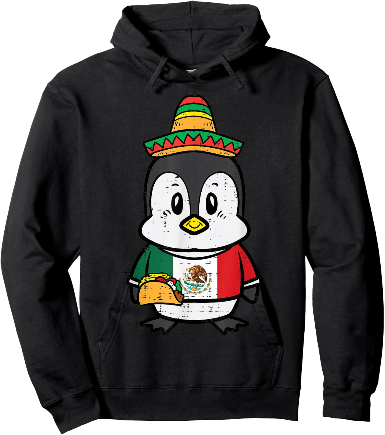 Penguin Mexico Flag Cinco De Mayo Mexican Independence Day Hoodie - Hoodie | Black