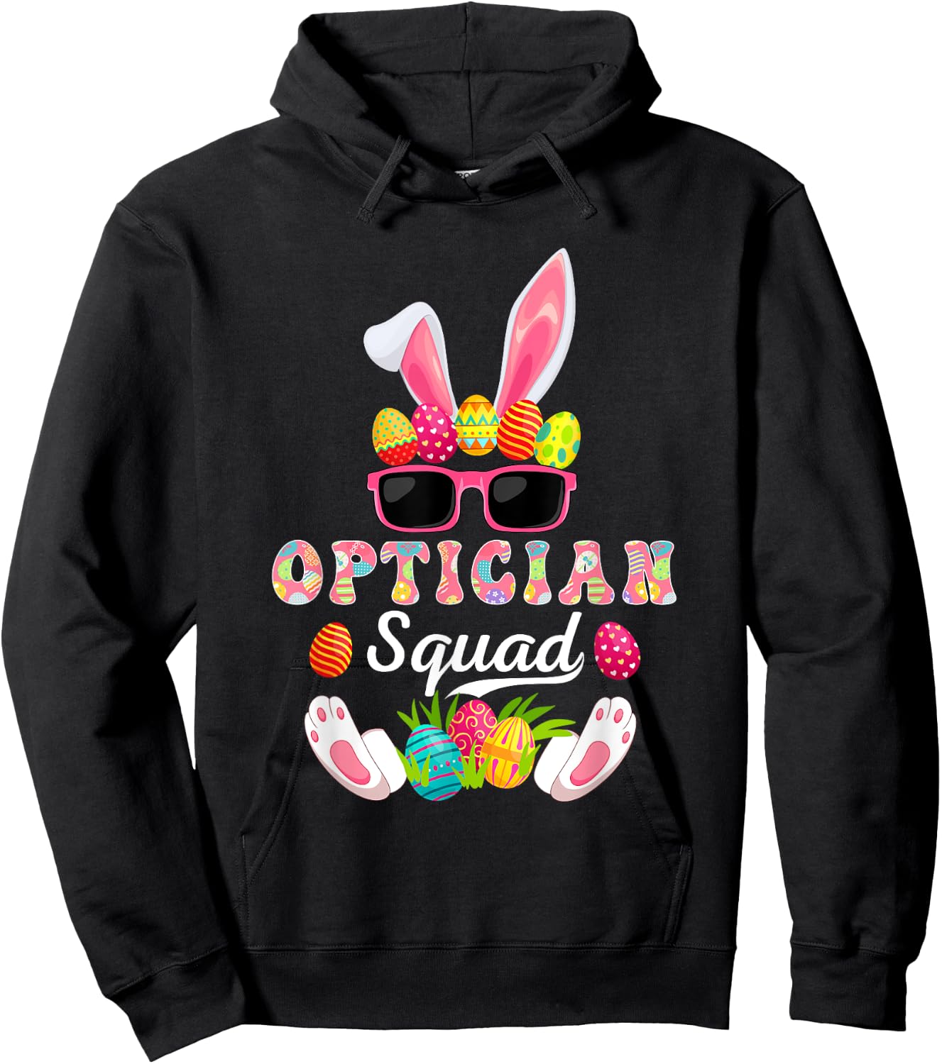 Optician Squad Costume Bunny Sunglasses Easter Eggs Hunt Hoodie - Hoodie | Black