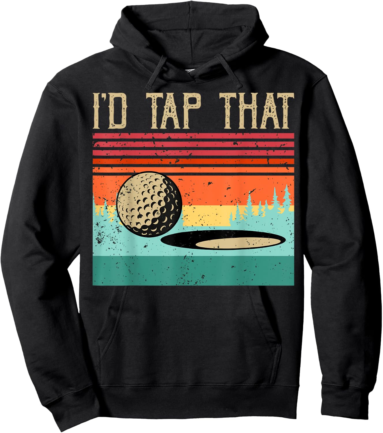 Vintage Golfer Retro Sunet Golf I'd Tap That Funny Golf Hoodie - Hoodie | Black