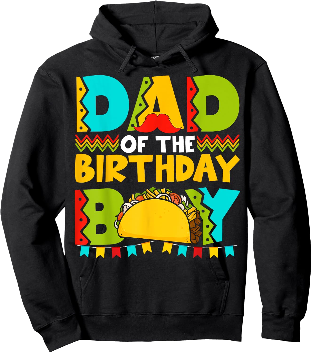 Dad of the Birthday Boy Taco Twosday Mexican Birthday Hoodie - Hoodie | Black