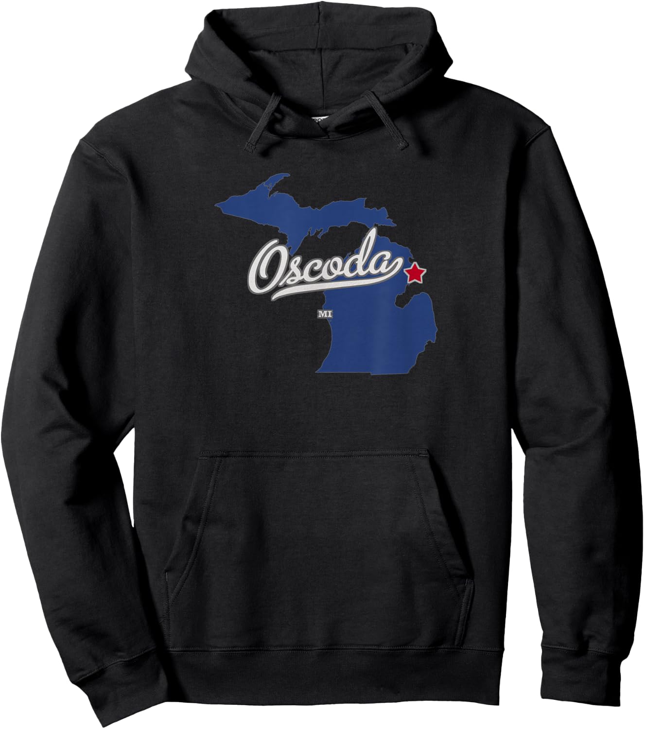 Oscoda Michigan MI Map Hoodie - Hoodie | Black