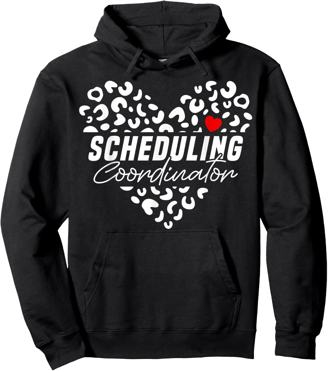 Cute Scheduling Coordinator Heart Leopard Hoodie - Hoodie | Black