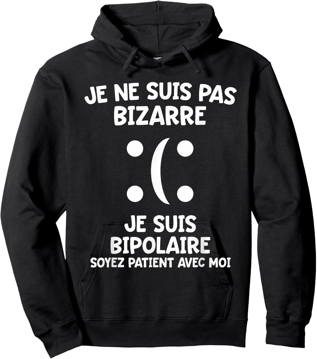 Quote Bipolar Handicap Funny Message Difference , Black, S Hoodie - Hoodie | Black