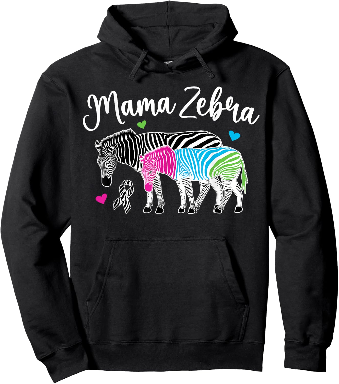 Mama Zebra Rare Disease Warrior Rare Disease Awareness Hoodie - Hoodie | Black