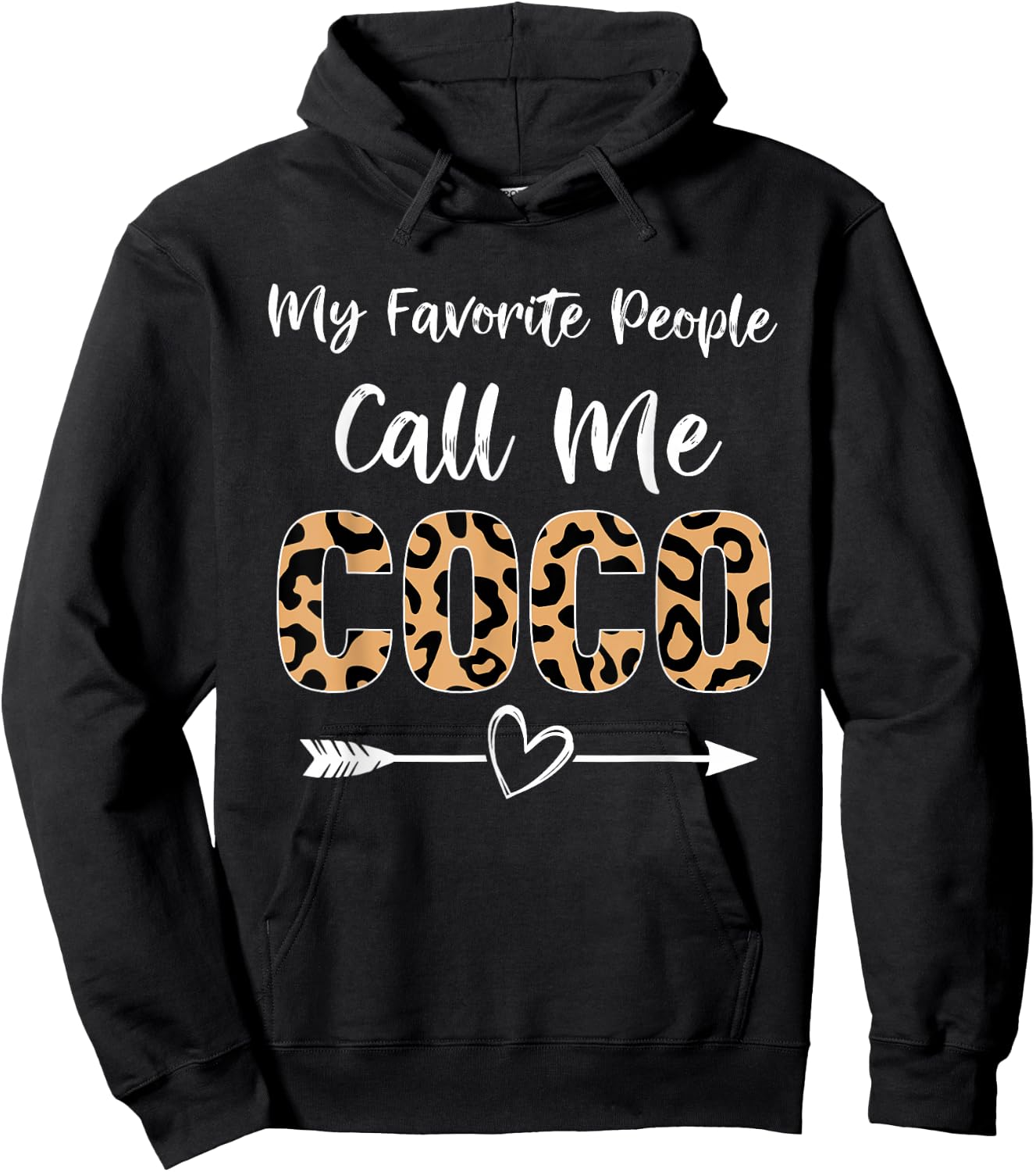Coco Cute Leopard Print My Favorite People Call Me Coco Hoodie - Hoodie | Black