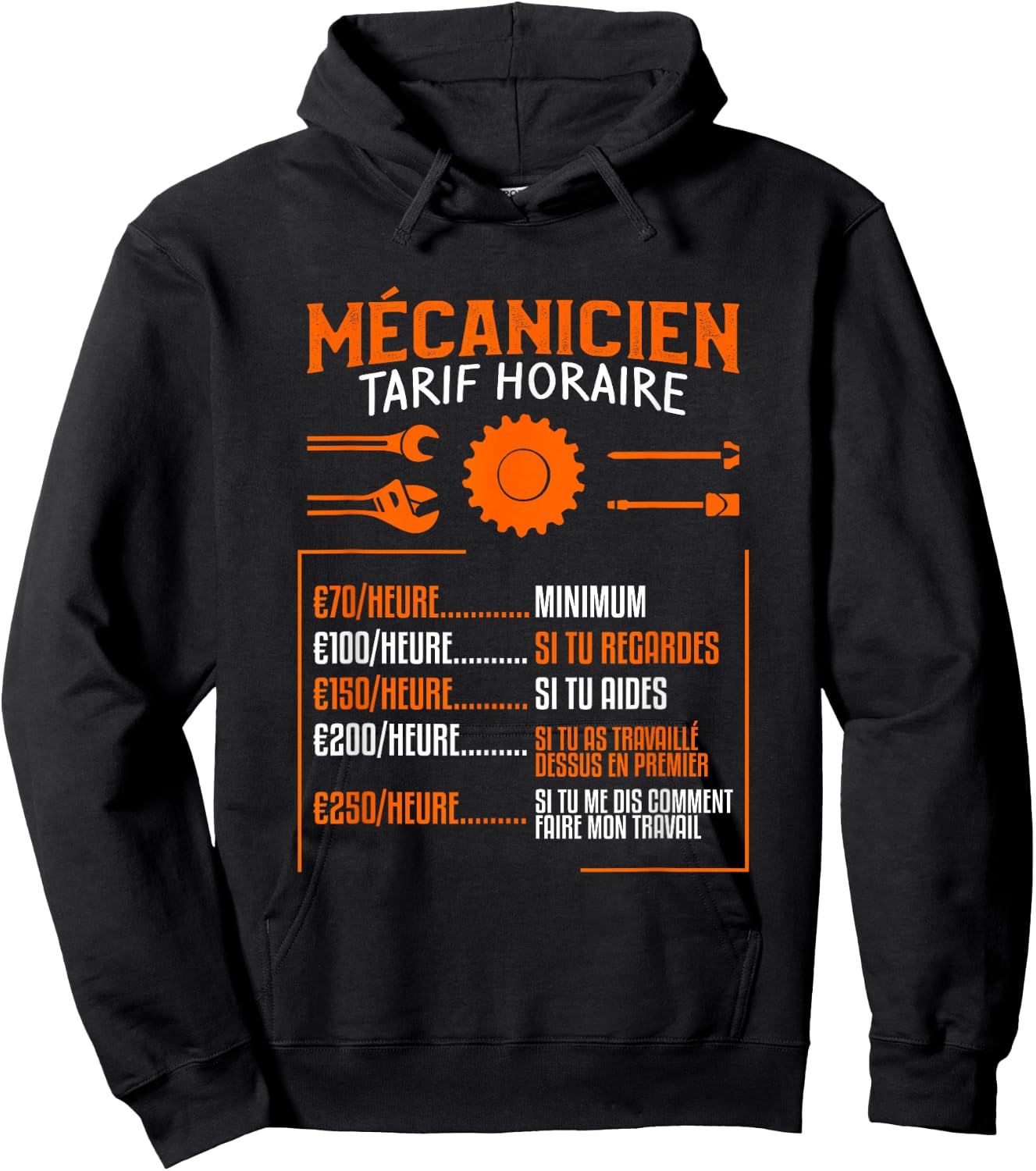 idée cadeau drôle de tarif pour un mécanicien , Black, S Hoodie - Hoodie | Black
