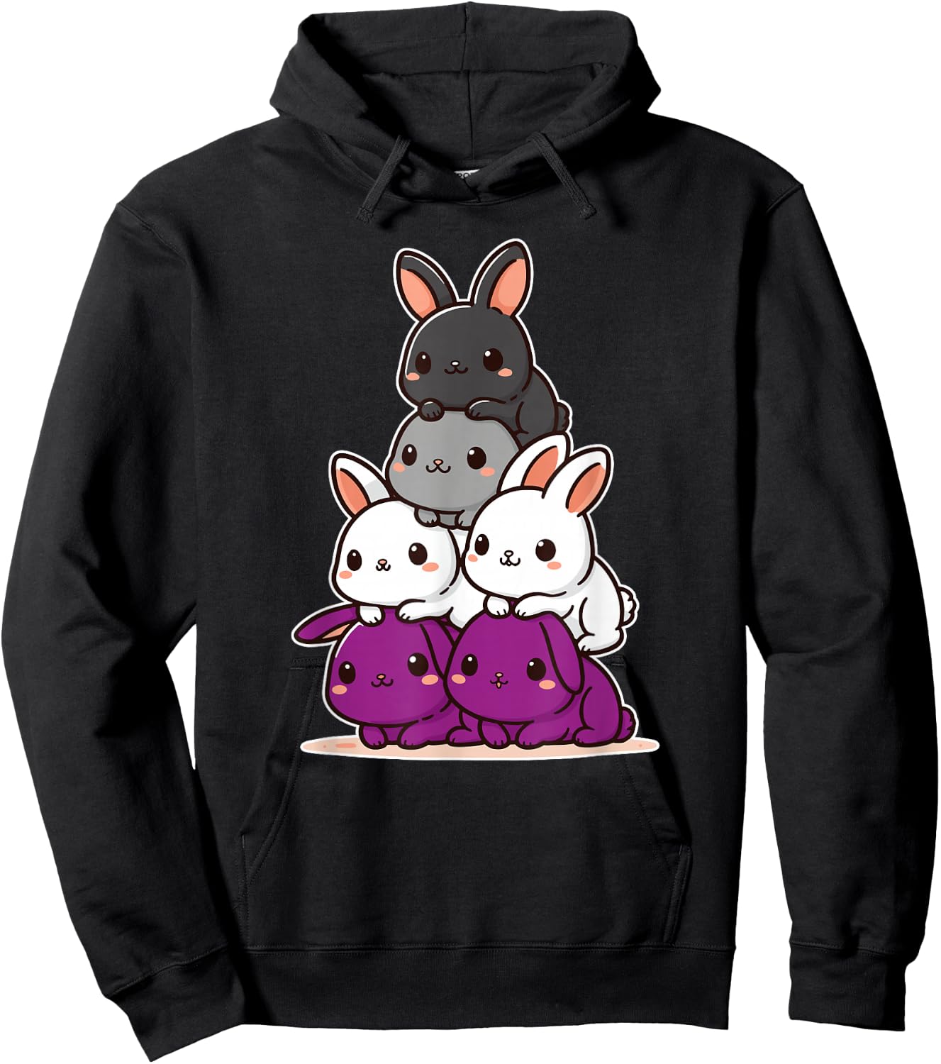 Rabbit Asexual Flag Pride Month Cute Rabbit Subtle LGBTQ Hoodie - Hoodie | Black