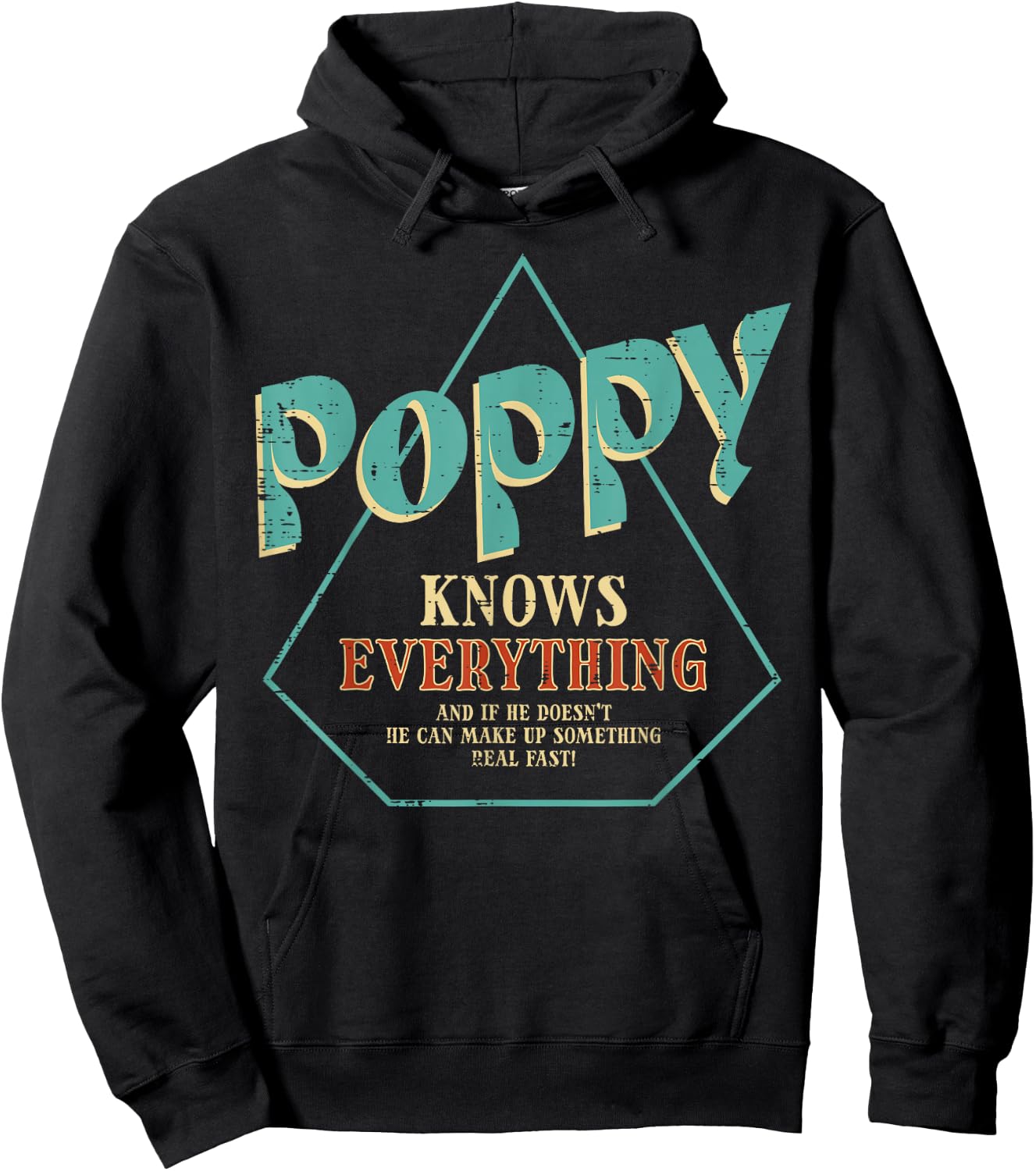 Poppy Knows Everything Fathers Grandparents Day Dad Grandpa Hoodie - Hoodie | Black