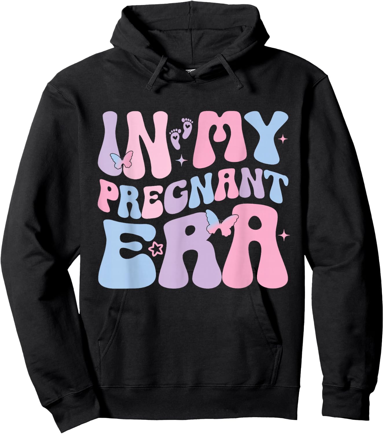 In My Pregnant Era Groovy Schwangere Hoodie - Hoodie | Black