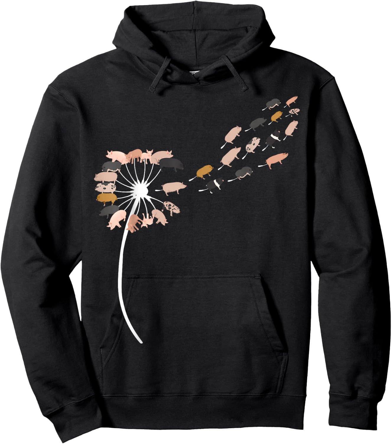 Dandelion Pigs for Pig Lover | Pig Hoodie - Hoodie | Black