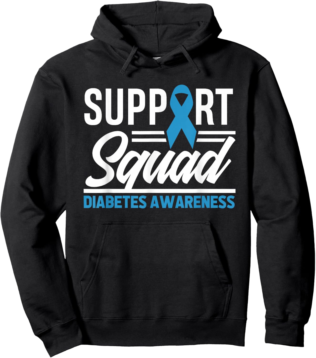 T1D T2D Warrior Support Squad Diabetes Awareness Hoodie - Hoodie | Black